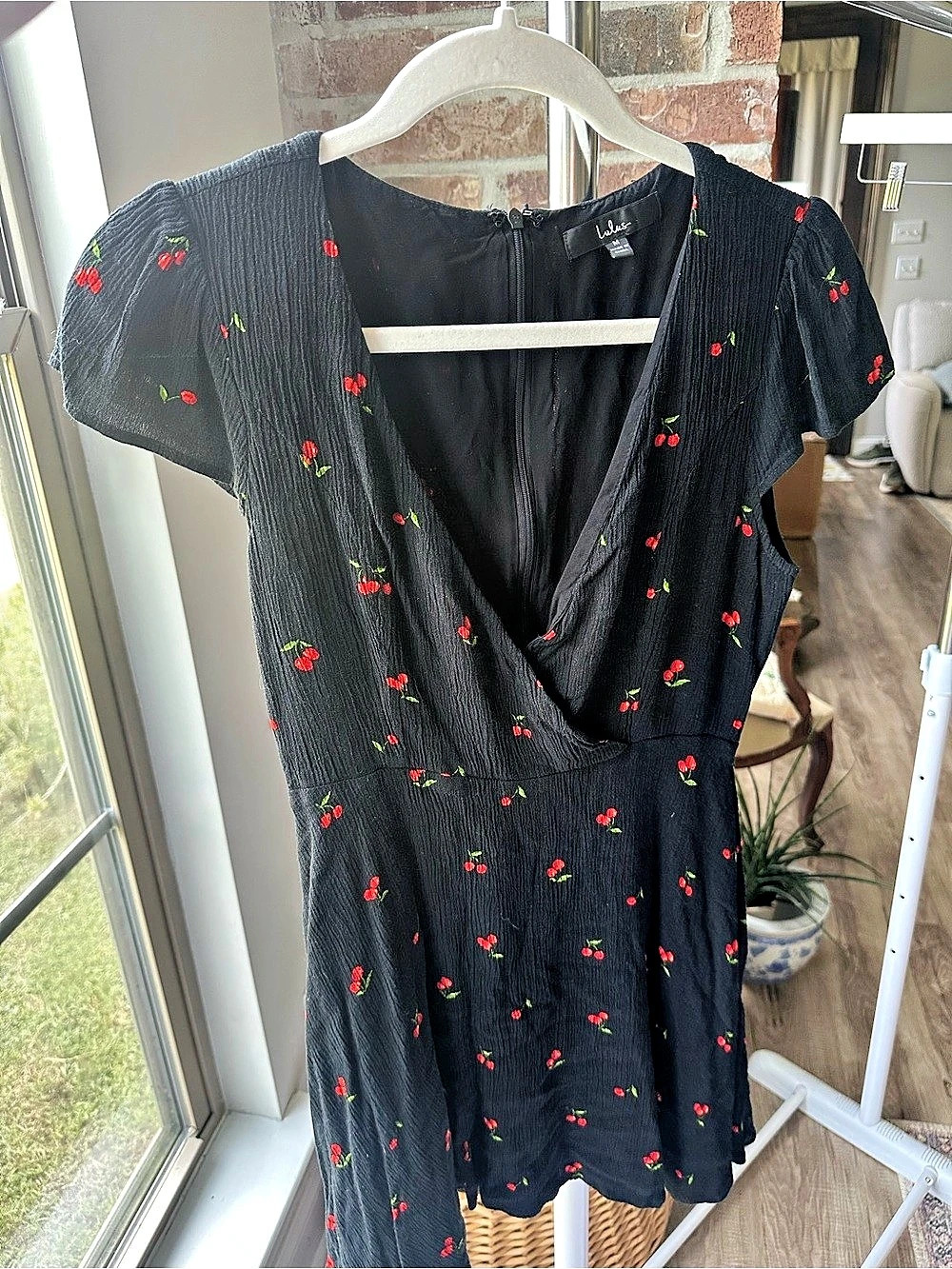 lulus Best Day Ever Black Cherry Print Skater Dress Floral Mini Dress in medium